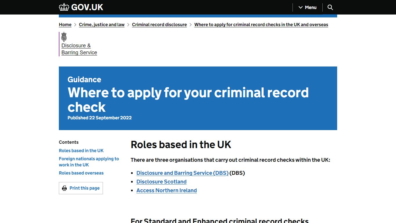 Where to apply for your criminal record check - GOV.UK